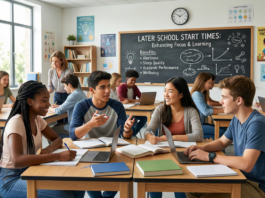 Later school start: Students engaged in classroom discussion.
