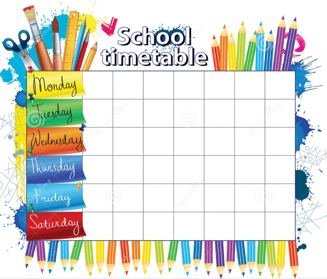 timetable chart for classroom